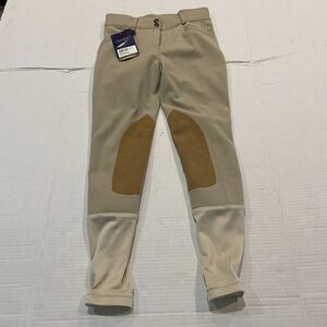 Ovation Womens Heritage Tan Low Rise Horse Riding Knee Patch Pants Size 12 NWT